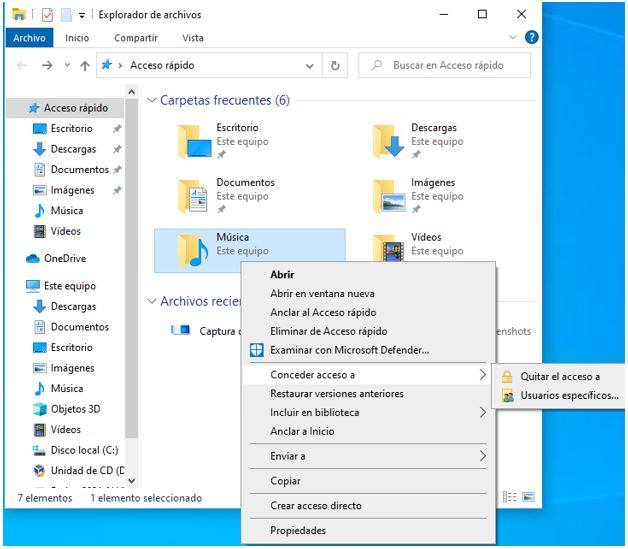15. Compartir carpetas en red en Windows 10
