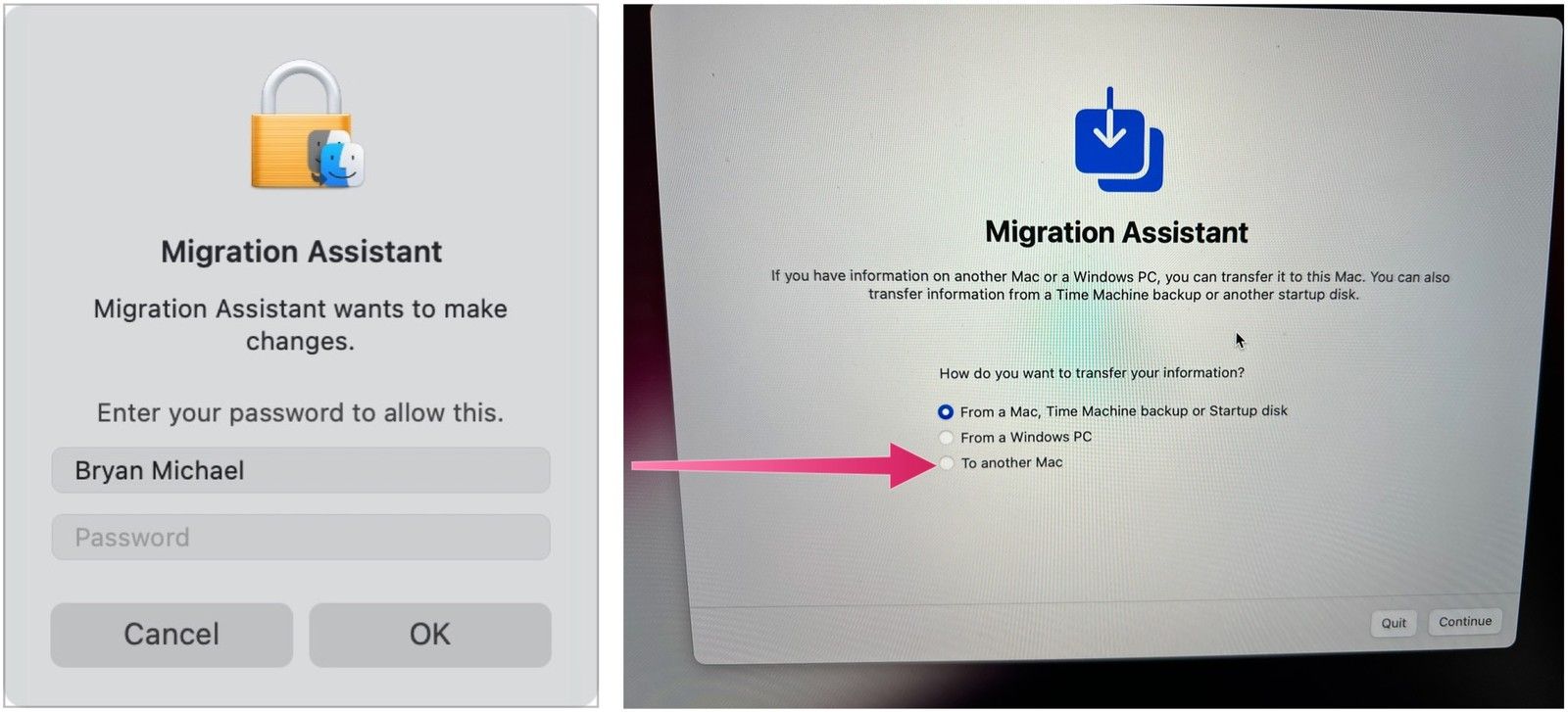 tutorial asistente migración mac