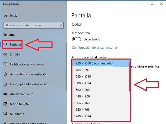 cambiar resolucion