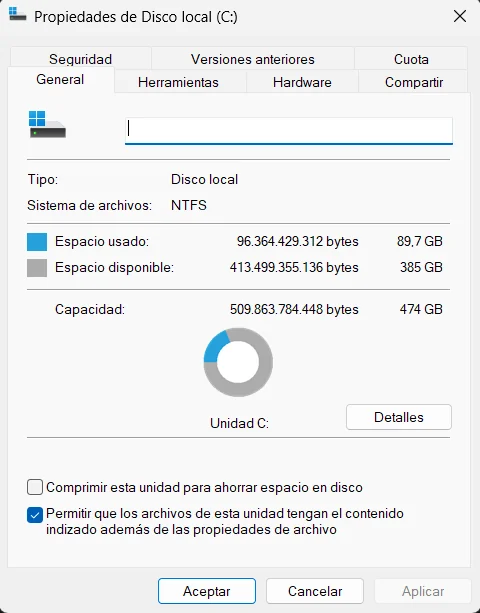 capacidad de disco