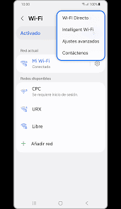 Menú de conexiones WiFi en smartphone
