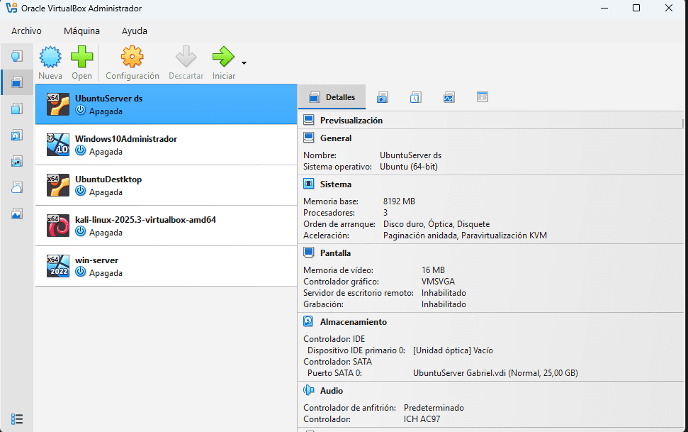ejemplo de maquinas virtuales en virtualbox