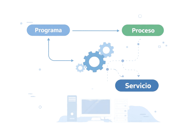 relación entre proceso programa y servicio en un sistema operativo
