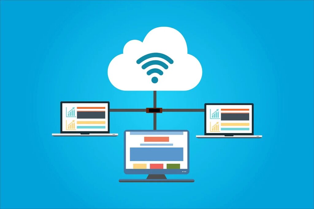 Imagen de varios dispositivos conectados a una red