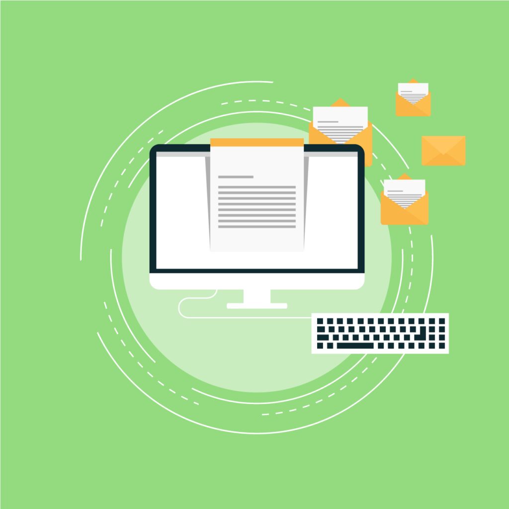 Imagen de un dibujo sobre los diferentes archivos de un ordenador